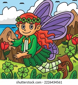 Saint Patricks Day Shamrock Fairy Colored Cartoon 