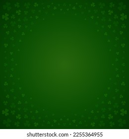 Saint Patrick's Day shamrock green clover Irish lucky background circle frame template vector illustration. Celtic traditional trefoil natural flying petals round border cultural holiday ornate