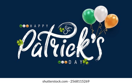 Saint Patricks day shamrock. Hand lettering Saint Patrick's Day greetings card with clover shapes and branches vector. Vector illustration.