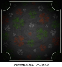 Saint Patricks Day Shamrock on chalkboard background. Vector illustration
