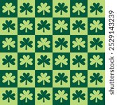 saint patricks day shamrock seamless pattern, plaid clover leaves