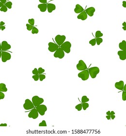 Saint Patrick's day shamrock seamless pattern. Illustration for backgrounds, card, posters, banners, textile prints, cover, web design. Eat healthy. Vector icons. 