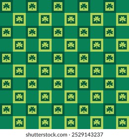 saint patricks day shamrock seamless pattern, plaid clover leaves