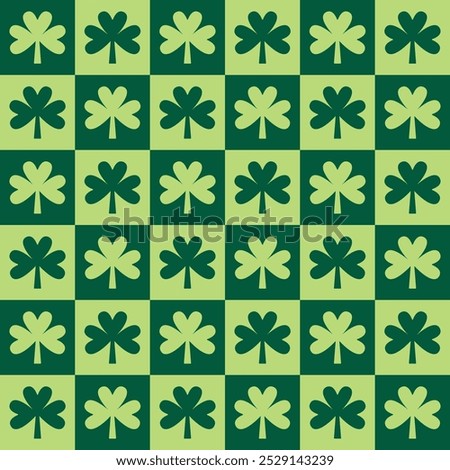 saint patricks day shamrock seamless pattern, plaid clover leaves