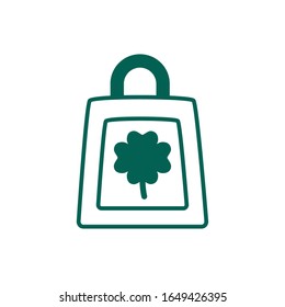 saint patricks day shopping bag with clover leaf line style vector illustration design