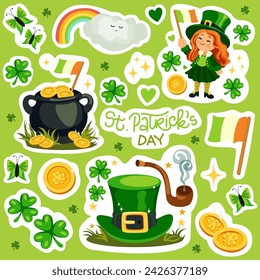 Saint Patricks Day sticker elements vector set