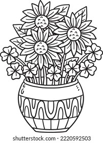 Saint Patricks Day Sun Flower Isolated Coloring 