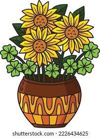 Saint Patricks Day Sun Flower Cartoon Clipart 