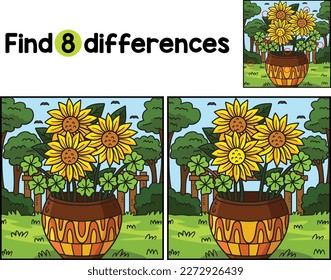 Saint Patricks Day Sun Flower Find The Differences
