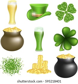 Saint Patricks Day symbols collection. Vector illustration
