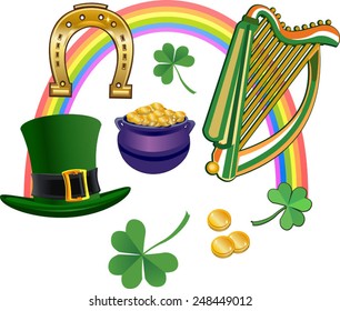 Saint Patrick's Day symbols vector set