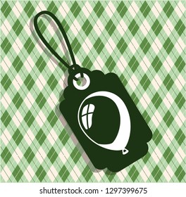 saint patricks day tag hanging with green background