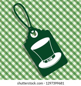 saint patricks day tag hanging with green background