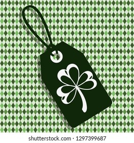 saint patricks day tag hanging with green background