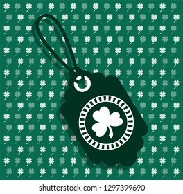 saint patricks day tag hanging with green background