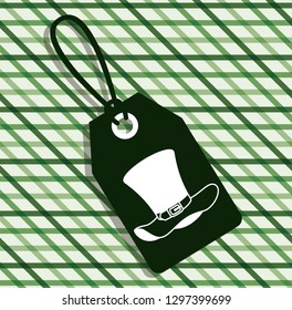 saint patricks day tag hanging with green background