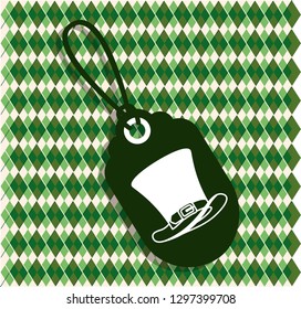 saint patricks day tag hanging with green background