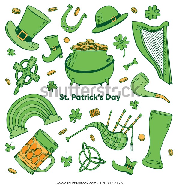 Saint Patricks Day Traditional Objects Set Stock Vector (Royalty Free ...