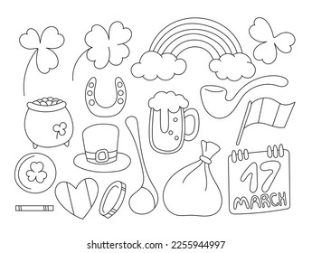 Saint Patrick's Day traditional symbols set