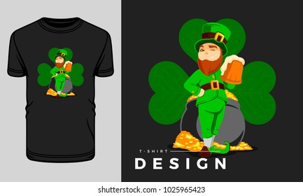 Saint Patrick's Day t-shirt print graphics template vector illustration.