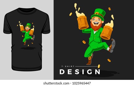 Saint Patrick's Day t-shirt print graphics template vector illustration.