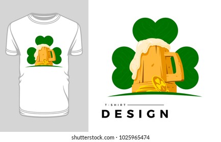 Saint Patrick's Day t-shirt print graphics template vector illustration.