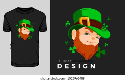 Saint Patrick's Day t-shirt print graphics template vector illustration.