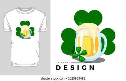 Saint Patrick's Day t-shirt print graphics template vector illustration.