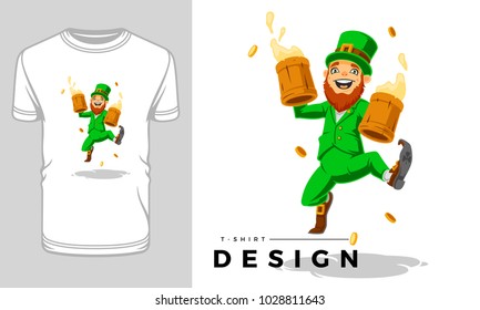 Saint Patrick's Day t-shirt print graphics template vector illustration.