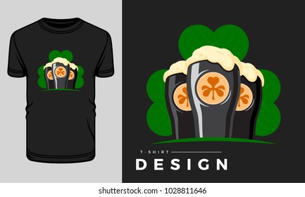 Saint Patrick's Day t-shirt print graphics template vector illustration.
