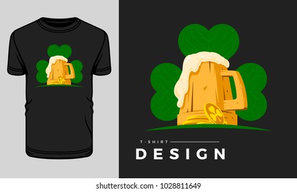 Saint Patrick's Day t-shirt print graphics template vector illustration.