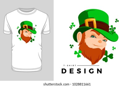 Saint Patrick's Day t-shirt print graphics template vector illustration.