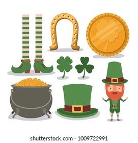 saint patricks day typical elements set in colorful silhouette