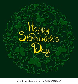 Saint Patrick's Day Typographic Background . Hand  drawing Vector illustration