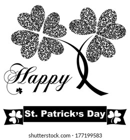 Saint Patrick's Day Typographical Background .White and black color. Vector Version.