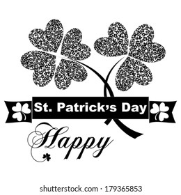 Saint Patrick's Day Typographical Background .White and black color. Vector Version. 