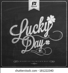 Saint Patrick's Day Typographical Background On Chalkboard