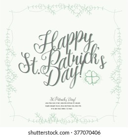 Saint Patrick's Day Typographical Background / Happy / 