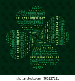 Saint Patrick's Day Typographical Background in clover shape