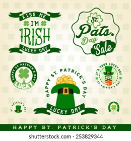 Saint Patrick's Day Typographical Design Elements and Badges