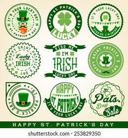 Saint Patrick's Day Typographical Design Elements and Badges