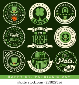 Saint Patrick's Day Typographical Design Elements and Badges