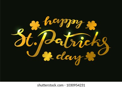 Saint Patrick's Day typography lettering poster. St.Patricks Day celebration design background, vector illustration. Hand sketched St.Patricks Day lettering. Beer festival template, decoration badge.