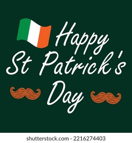 Saint Patrick's Day Typography Poster. Hand Sketched Lettering St. Patrick Day Decorated by Clover Leafs and Leprechaun Hat. Modern Calligraphy Vector | St. Patricks Day Vintage Holiday Banner Design	
