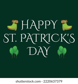 Saint Patrick's Day Typography Poster. Hand Sketched Lettering St. Patrick Day Decorated by Clover Leafs and Leprechaun Hat. Modern Calligraphy Vector | St. Patricks Day Vintage Holiday Banner Design	