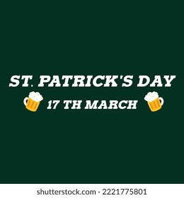 Saint Patrick's Day Typography Poster. Hand Sketched Lettering St. Patrick Day Decorated by Clover Leafs and Leprechaun Hat. Modern Calligraphy Vector | St. Patricks Day Vintage Holiday Banner Design	