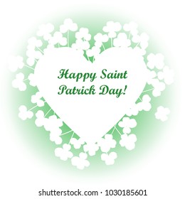 Saint Patricks Day vector background, frame with realistic shamrock leaves