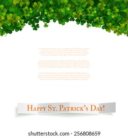 Saint Patricks Day vector background, realistic shamrock leaves