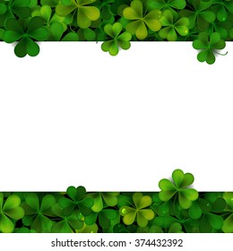 Saint Patrick's Day vector background with shamrock leaves and banner for your message