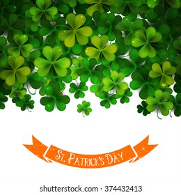 Saint Patrick's Day vector background with shamrock leaves, postcard, illustration, invitation